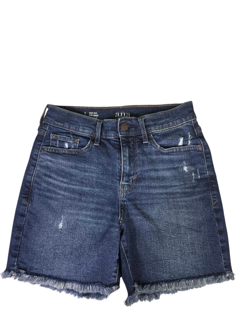 a.n.a Dark Blue Distressed Frayed Hem Denim Shorts Size 2